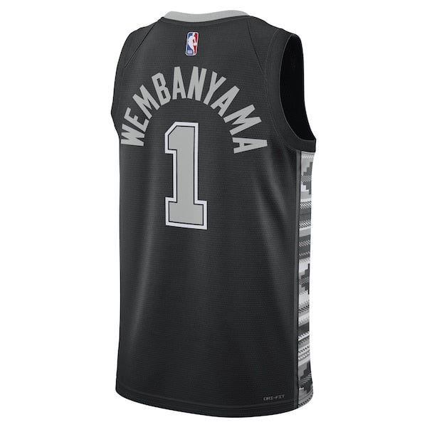 Victor Wembanyama San Antonio Spurs Jordan Brand Unisex Swingman Jersey - Statement Edition - Black - Image 3