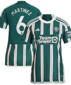 Alternative view of Lisandro Mart¨ªnez Manchester United adidas Women's 2023/24 Away Replica Player Jersey - Green/Red