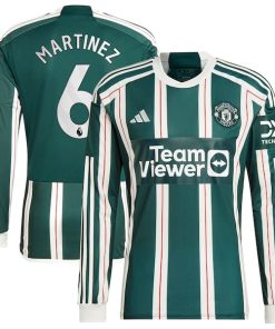 Lisandro Mart¨ªnez Manchester United adidas 2023/24 Away Long Sleeve Replica Player Jersey - Green/Red