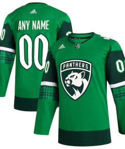 Florida Panthers adidas St. Patrick's Day Authentic Custom Jersey - Kelly Green