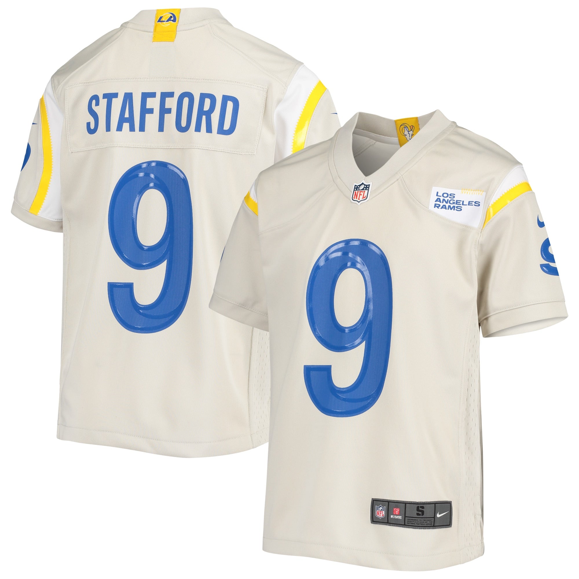 Matthew Stafford Los Angeles Rams Nike Youth Game Jersey - Royal/Cream/White - Image 9