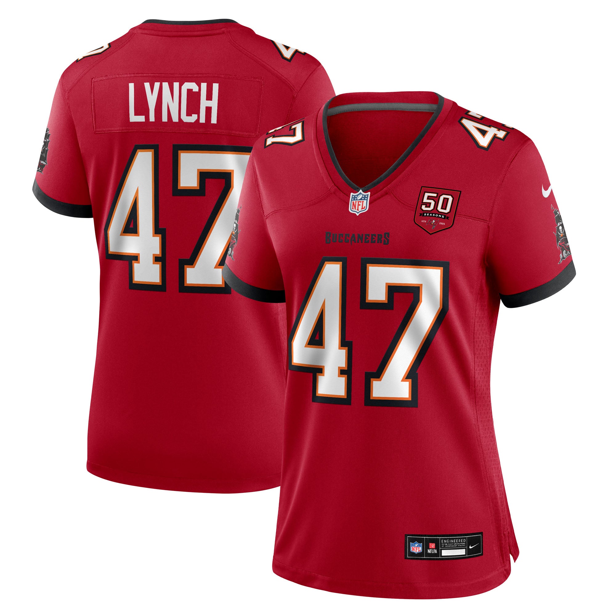 John Lynch Tampa Bay Buccaneers Nike Women's 50th Season Game Jersey - Creamsicle/Red - Image 5