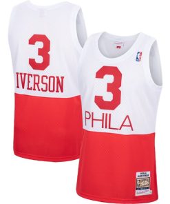 Alternative view of Allen Iverson Philadelphia 76ers 2003/04 Hardwood Classics Authentic Jersey - White/Black/Red