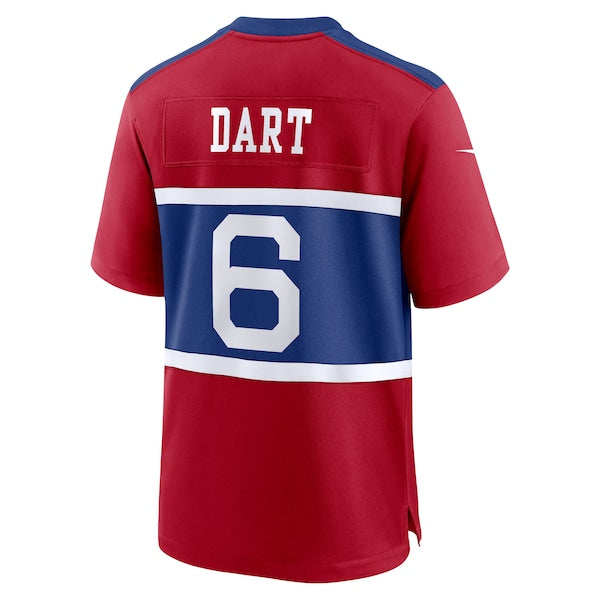 Jaxson Dart New York Giants Nike Alternate Century Red Game Jersey - Red/Royal - Image 6