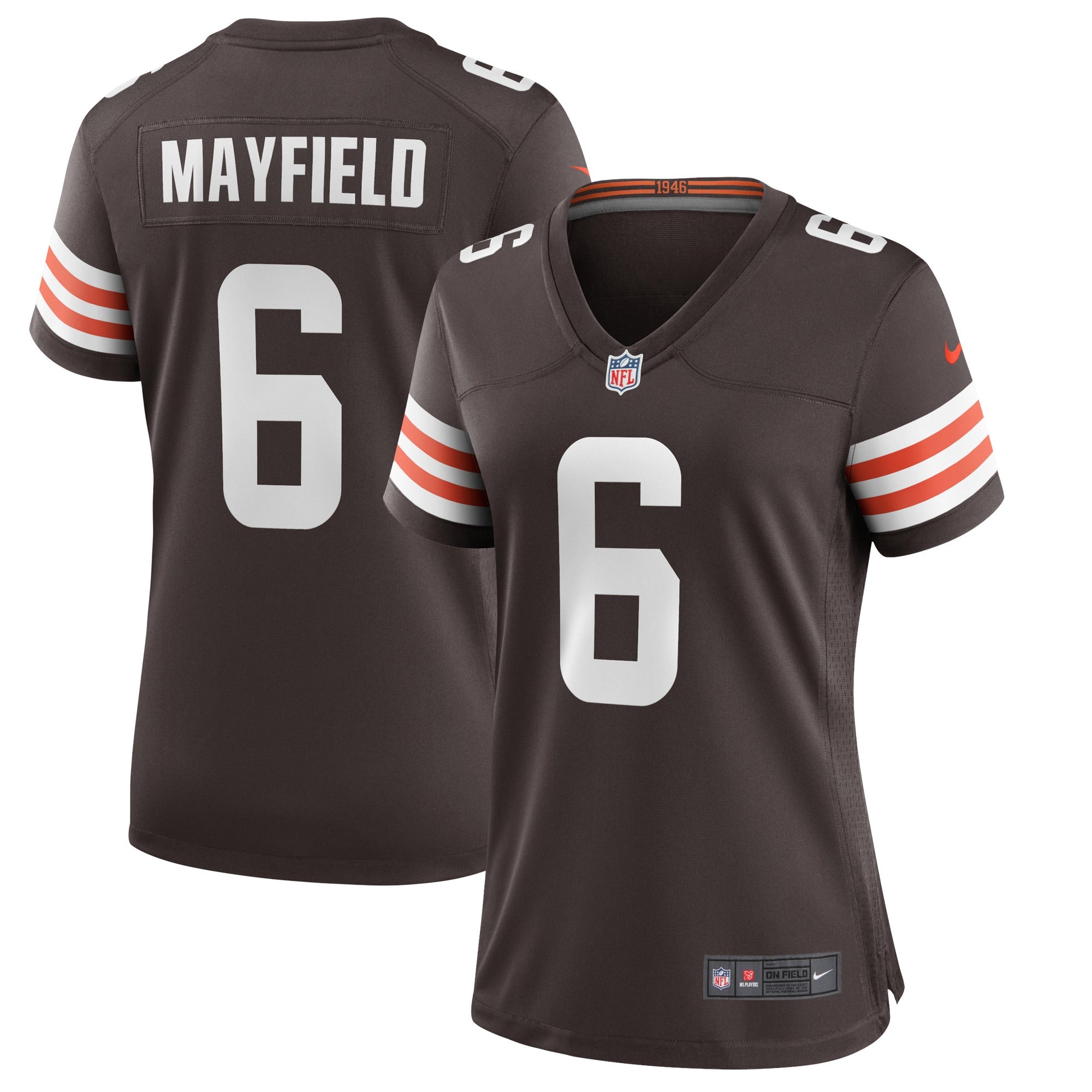 Baker Mayfield Cleveland Browns Nike Women's 1946 Collection Alternate Game Jersey - White/Brown - Image 2