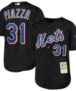 Mike Piazza New York Mets Youth Cooperstown Collection Mesh Batting Practice Jersey - Black/Orange