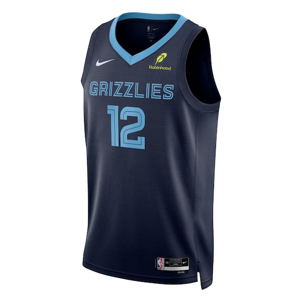 Ja Morant Memphis Grizzlies Nike Unisex Swingman Badge Player Jersey - Icon Edition - Navy - Image 2