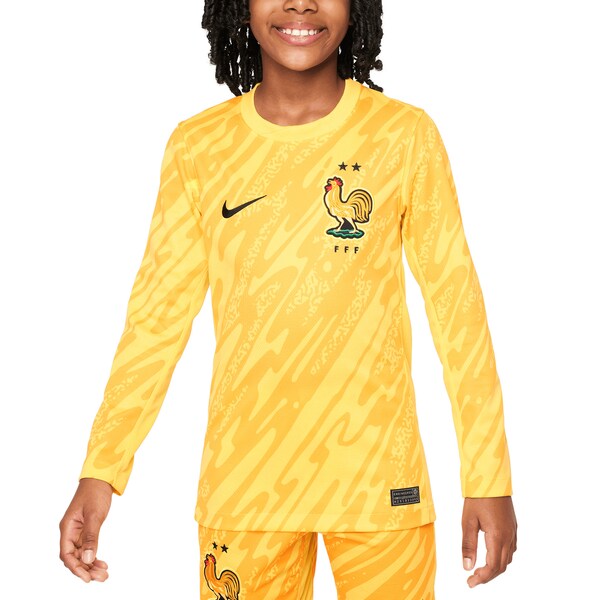 France National Team Nike Youth 2024 Goalkeeper Replica Stadium Long Sleeve Jersey - Yellow - Image 4