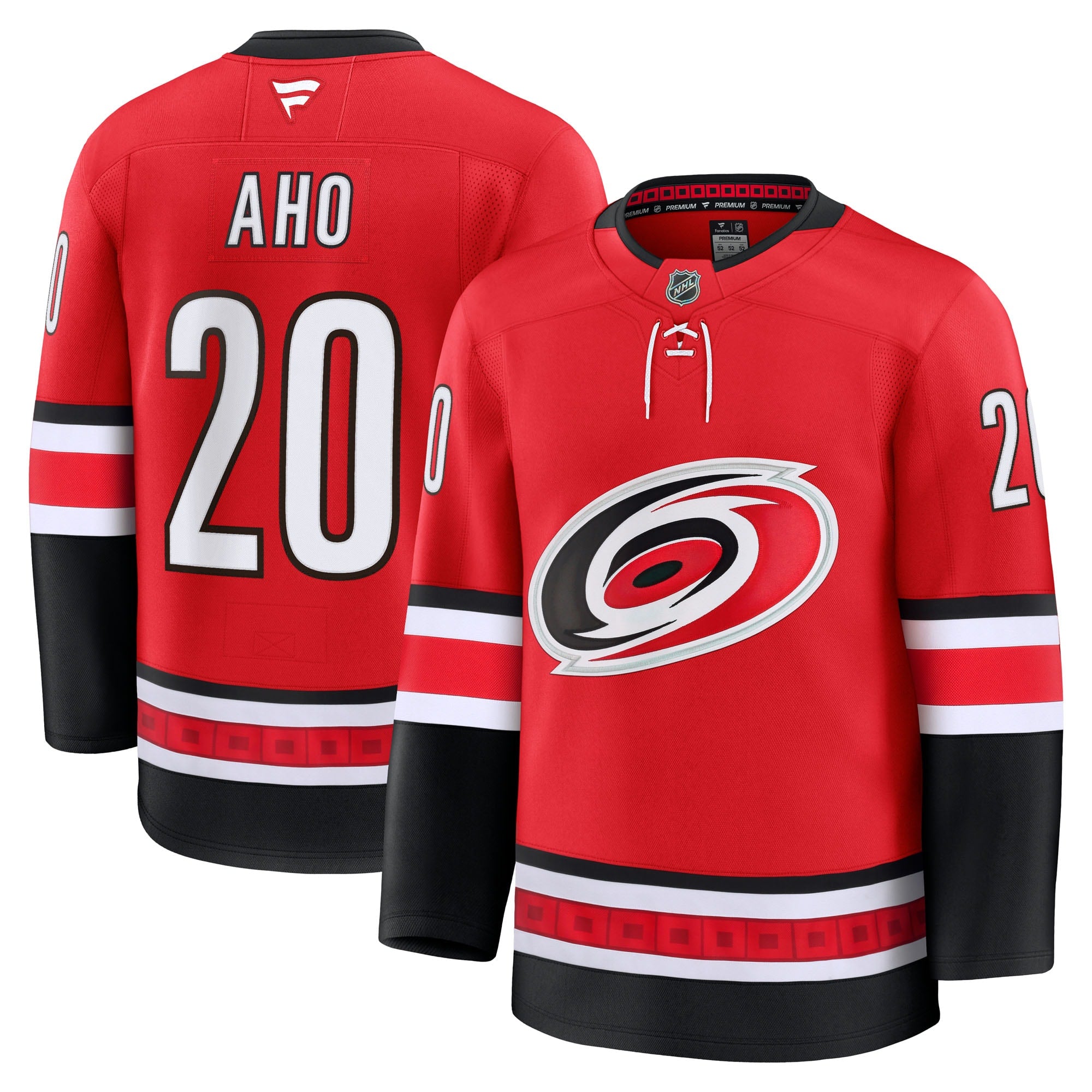 Sebastian Aho Carolina Hurricanes Away Premium Jersey - White/Black/Red - Image 9