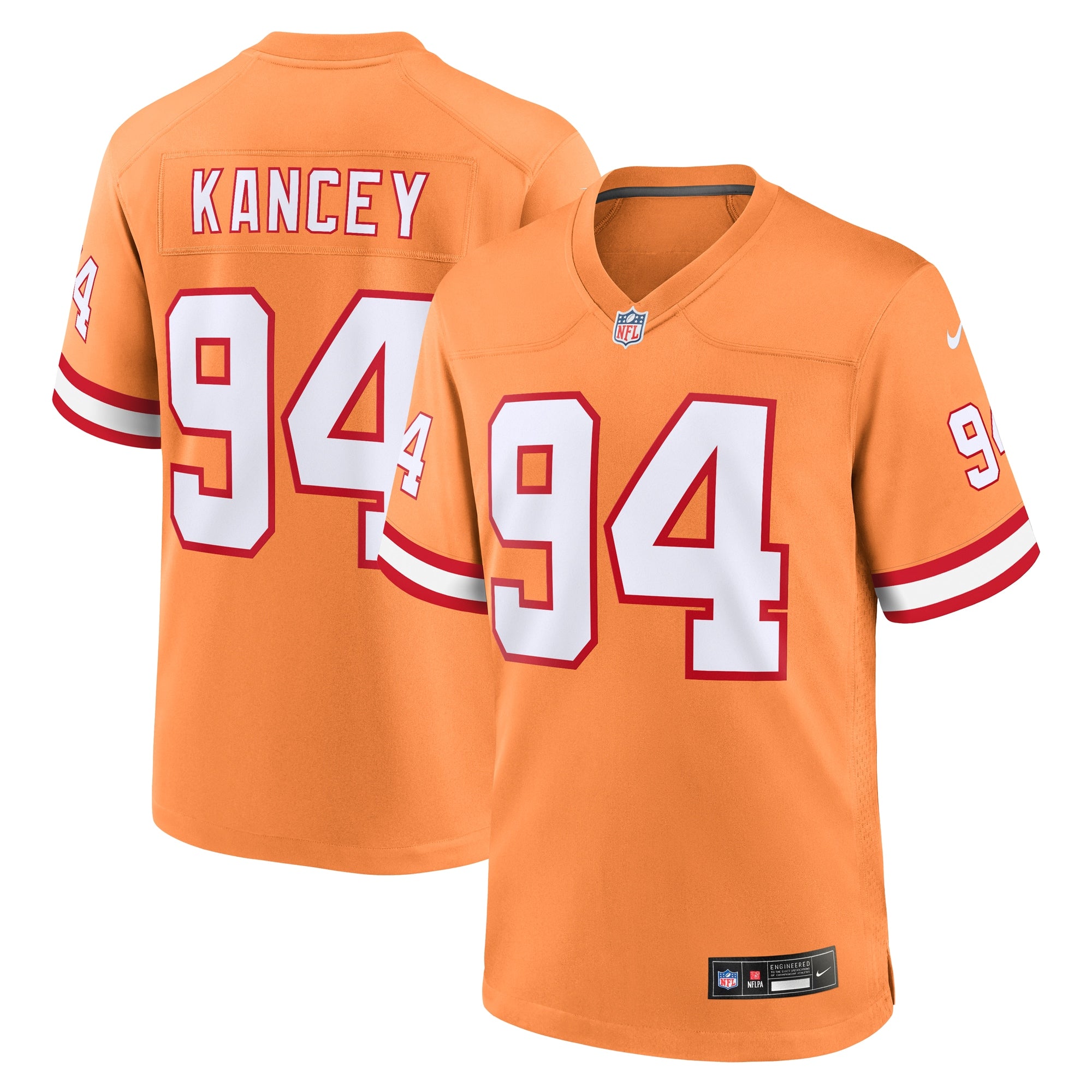 Calijah Kancey Tampa Bay Buccaneers Nike Game Jersey - White/Orange - Image 6