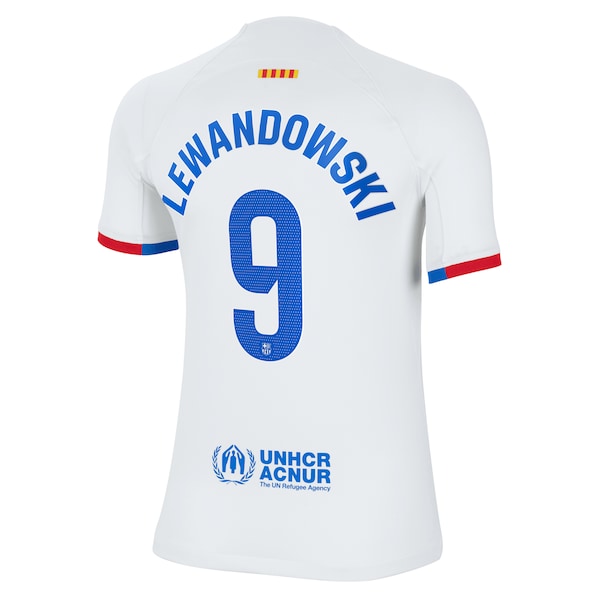 Robert Lewandowski Barcelona Nike Youth 2023/24 Away Replica Jersey - White - Image 3