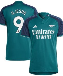 Alternative view of Gabriel Jesus Arsenal adidas 2023/24 Third Replica Player Jersey - Green/Yellow