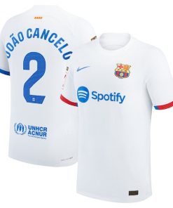 Alternative view of Joao Cancelo Barcelona Nike 2023/24 Away Match Authentic Player Jersey - White/Aqua/Royal