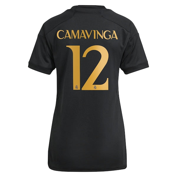 Eduardo Camavinga Los Merengues adidas Women's 2023/24 Third Replica Player Jersey - Black - Image 3