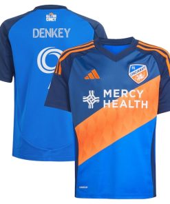K¨¦vin Denkey FC Cincinnati adidas Youth 2025 Orange and Blue Legacy Kit Replica Player Jersey - Blue