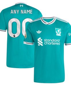 Alternative view of Liverpool adidas 2025/26 Third Authentic Custom Jersey - Green/Red
