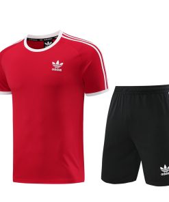 Adidas Short Sleeve Training Jersey Set - AD07- Red/ black
