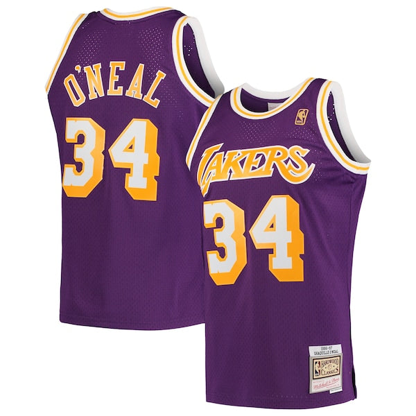 Shaquille O'Neal Los Angeles Lakers Hardwood Classics Swingman Jersey - Purple/Royal/Gold - Image 2