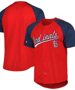 St. Louis Cardinals Stitches Button-Down Raglan Fashion Jersey - Red