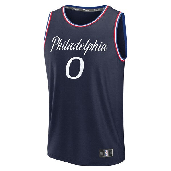 Tyrese Maxey Philadelphia 76ers Youth 2025/26 City Edition Fast Break Jersey - Navy - Image 2