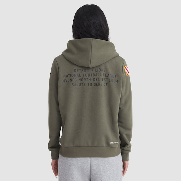 Detroit Lions Nike Women's 2025 Salute to Service Sideline Standard Issue Dri-FIT Hoodie - Olive - Image 2
