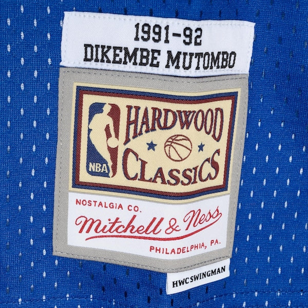 Dikembe Mutombo Denver Nuggets Hardwood Classics 1991/92 Split Swingman Jersey - Royal/Gold - Image 4