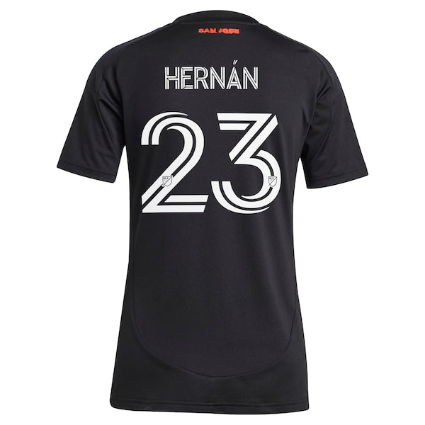 Hern¨¢n L¨®pez San Jose Earthquakes adidas Women's 2025 Headliner Replica Player Jersey - Black - Image 3