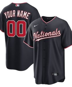 Alternative view of Washington Nationals Nike Alternate Custom Replica Jersey - Navy/White