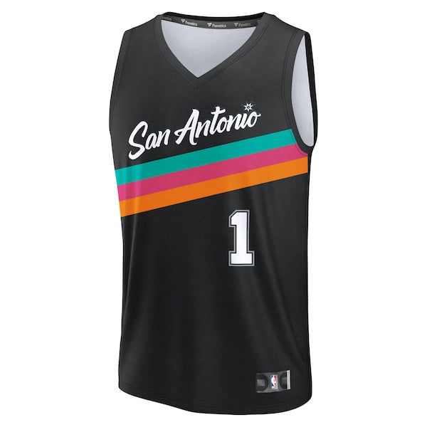 Victor Wembanyama San Antonio Spurs Youth 2025/26 City Edition Fast Break Jersey - Black - Image 2