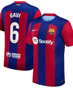 Alternative view of Gavi Barcelona Nike 2023/24 Home Stadium Replica Player Jersey - Royal/Aqua/White