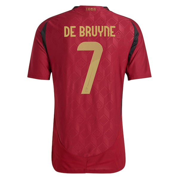 Kevin De Bruyne Belgium National Team adidas 2024 Home Authentic Player Jersey - Burgundy - Image 3
