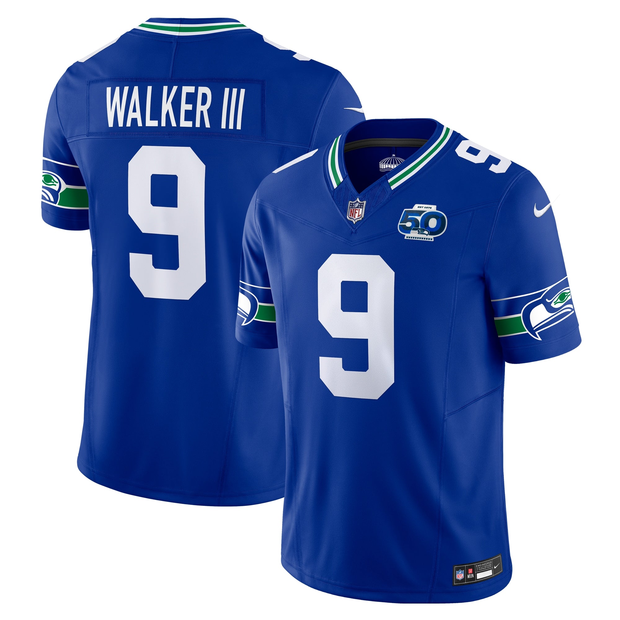 Kenneth Walker III Seattle Seahawks Nike Team 50th Season Vapor F.U.S.E. Limited Jersey - College Navy/Royal - Image 6