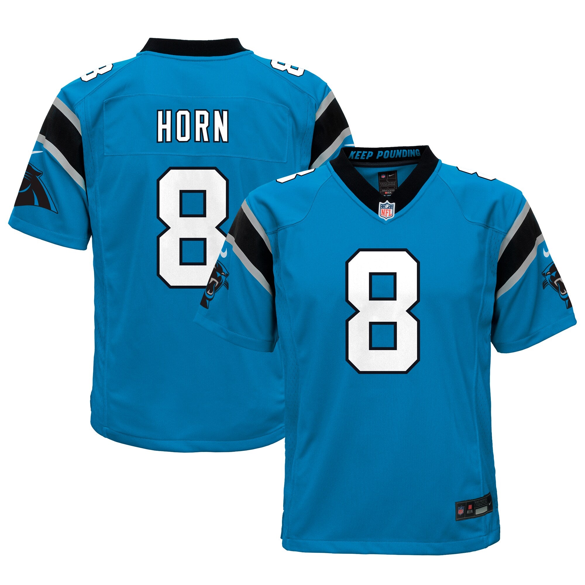 Jaycee Horn Carolina Panthers Nike Youth Game Jersey - White/Blue - Image 5