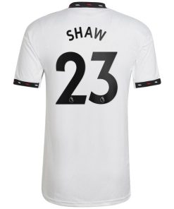 Alternative view of Luke Shaw Manchester United adidas 2022/23 Away Replica Player Jersey - White