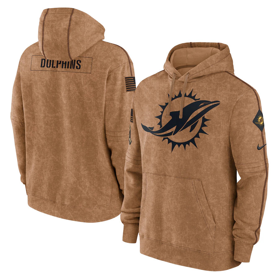 Miami Dolphins Men's Nike Brown 2023 Salute To Service Club Pullover Hoodie