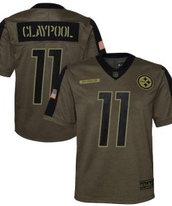 Chase Claypool Pittsburgh Steelers Nike Youth 2021 Salute To Service Game Jersey - Olive