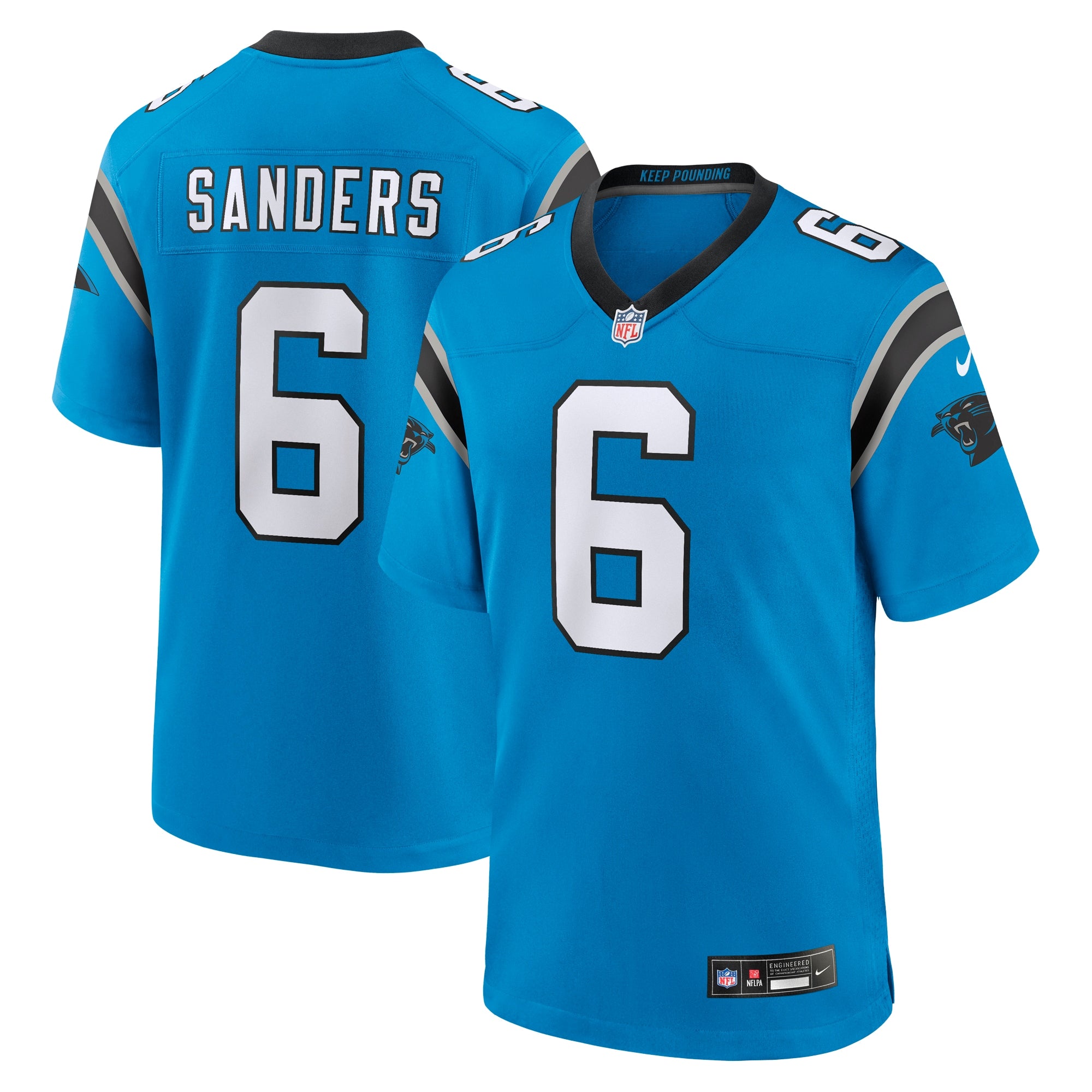 Miles Sanders Carolina Panthers Nike Team Game Jersey - Black/Blue - Image 6
