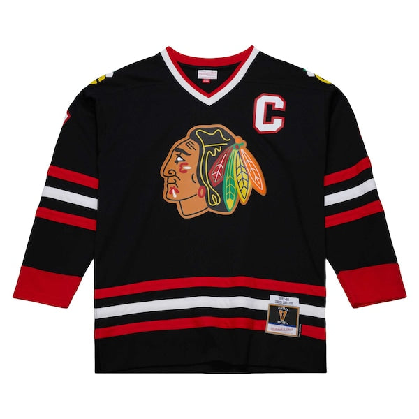 Chris Chelios Chicago Blackhawks 1997/98 Captain Patch Blue Line Player Jersey - Black - Image 2