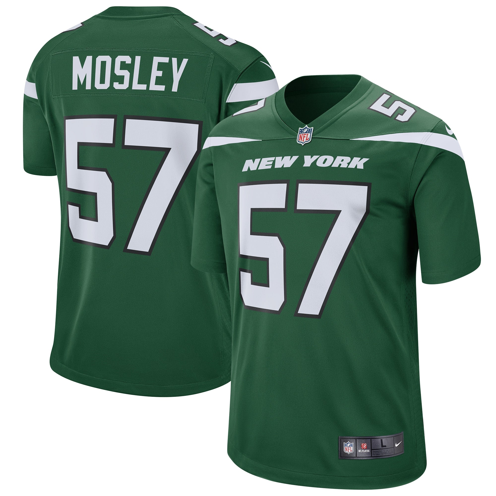 C.J. Mosley New York Jets Nike Legacy Player Game Jersey - White/Kelly Green - Image 6