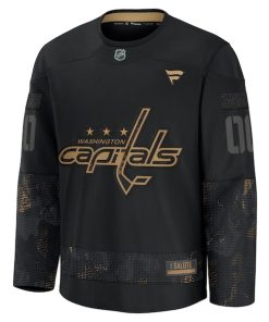 Alternative view of Washington Capitals  2024 Military Appreciation Personalized Long Sleeve Practice Jersey - Black