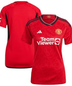 Manchester United adidas Women's 2023/24 Home Replica Jersey - Red