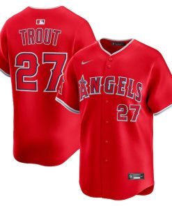 Alternative view of Mike Trout Los Angeles Angels Nike Alternate Limited Player Jersey - Red/White