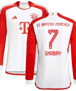 Serge Gnabry Bayern Munich adidas 2023/24 Home Replica Long Sleeve Jersey - White
