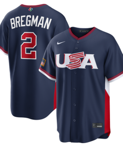 Men's USA Baseball Alex Bregman Nike 2026 World Baseball Classic Road Stadium Jersey - Navy/White
