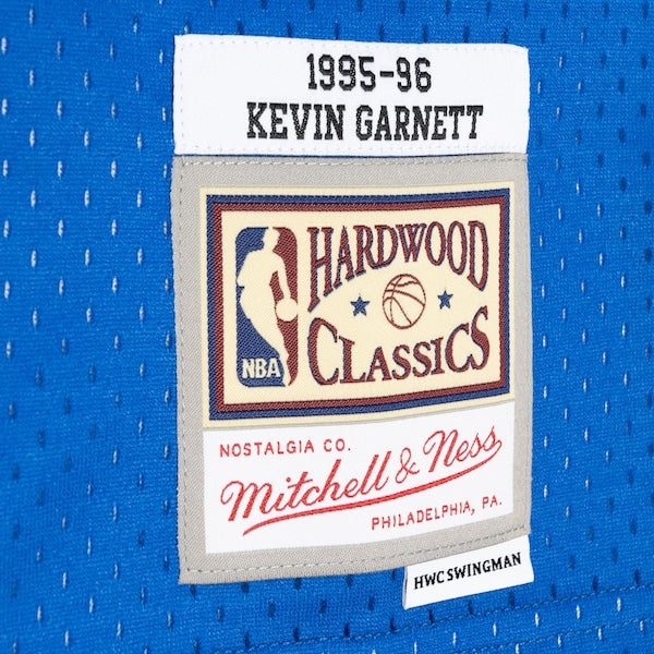 Kevin Garnett Minnesota Timberwolves Hardwood Classics 1995/96 Split Swingman Jersey - Black/Blue - Image 4