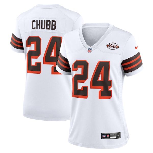 Nick Chubb Cleveland Browns Nike Women's Alternate Game Jersey - White/Brown - Image 2