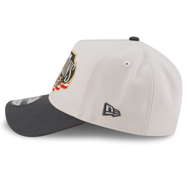 Los Angeles Dodgers New Era 2025 World Series Champions Locker Room A-Frame 9FORTY Adjustable Hat - Cream/Charcoal - Image 4