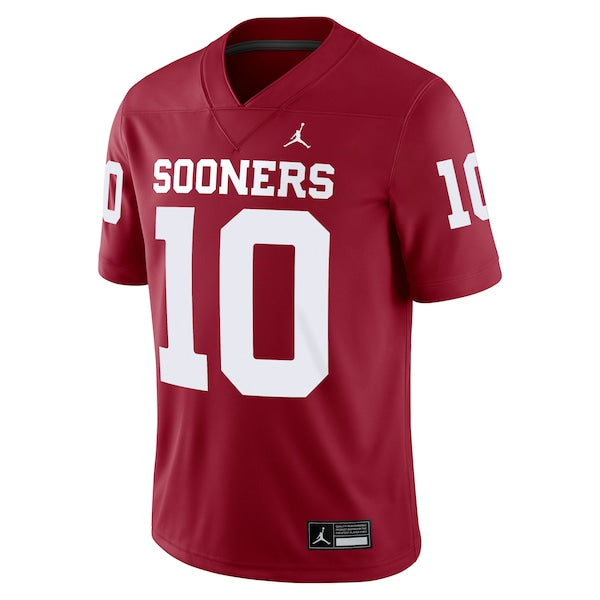 Men's Jordan Brand John Mateer Crimson Oklahoma Sooners Home NIL Football Game Jersey - Image 2