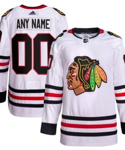 Chicago Blackhawks adidas Away Primegreen Authentic Custom Jersey - White