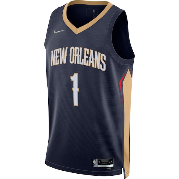 Zion Williamson New Orleans Pelicans Nike 2021/22 Diamond Swingman Jersey - Icon Edition - Navy - Image 3